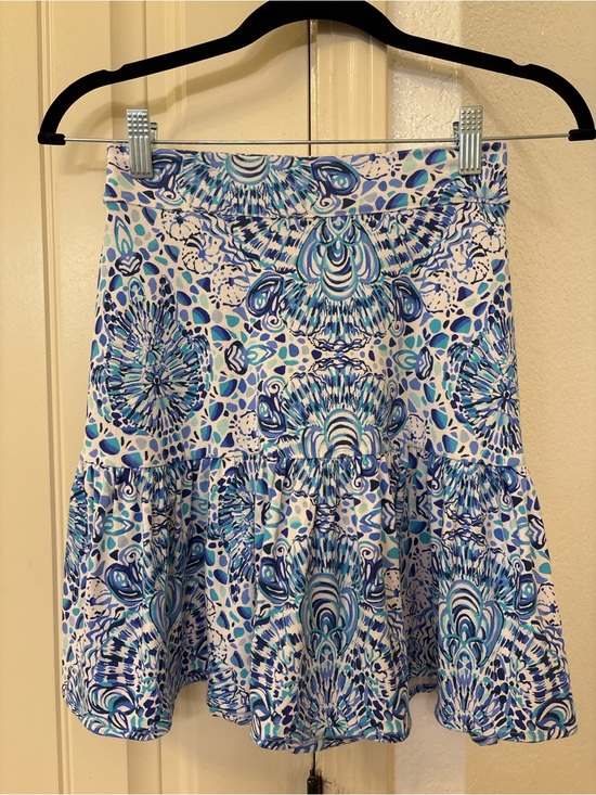 Lilly Pulitzer Dresses & Skirts - Lilly Pulitzer Jacey Skirt XXS Call My Shell Phone Blue White Tiered Ruffle